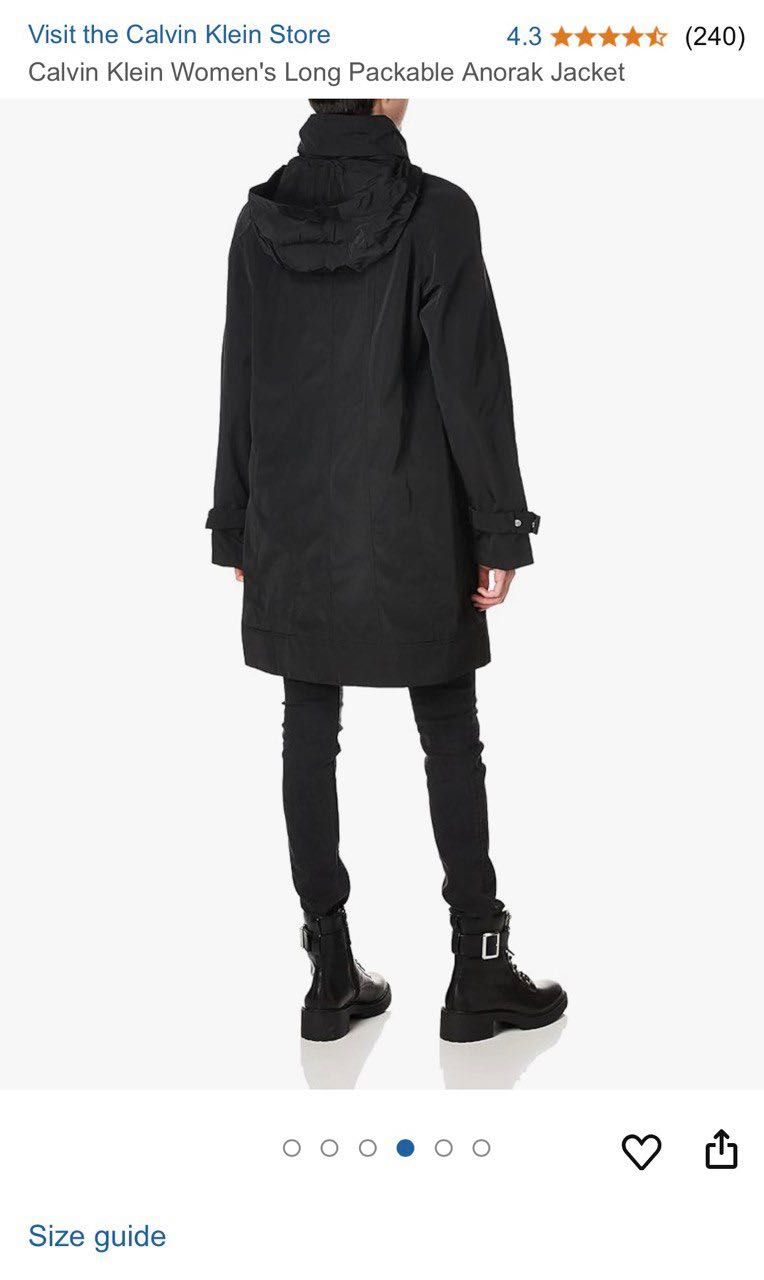 Женский плащ - дождевик parka Calvin Klein, черный. Размер 50 ( L )