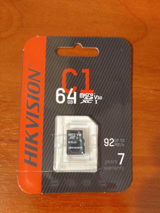 SD Карта памяти Micro SDXC 64Gb Hikvision С1, Class 10 UHS-I