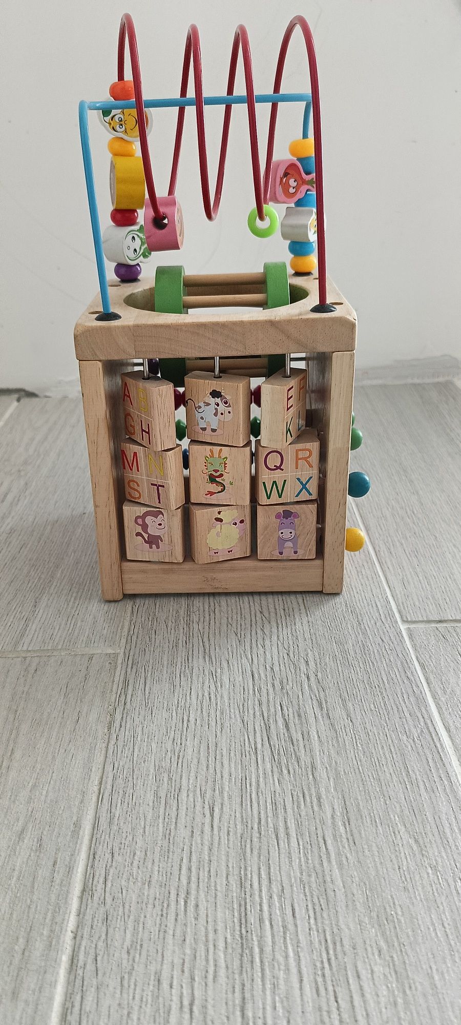 Cub educativ din lemn, 7 in 1, Montessori
