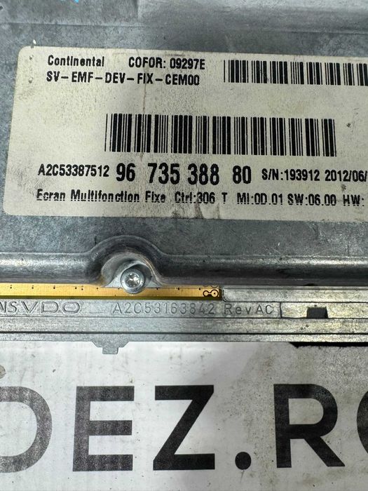 Display ecran navigatie COD 9673538889 CITROEN C5  2012