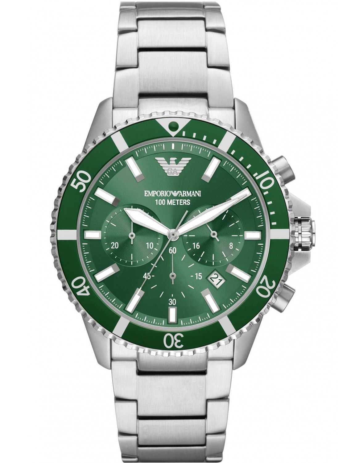 Ceas barbatesc Emporio Armani AR11338 - Argintiu/Verde - Stoc limitat