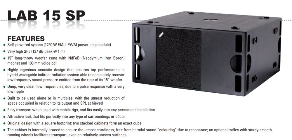 Subwoofer pasiv Outline LAB 15, 2000 W, nou, 2 ani garantie