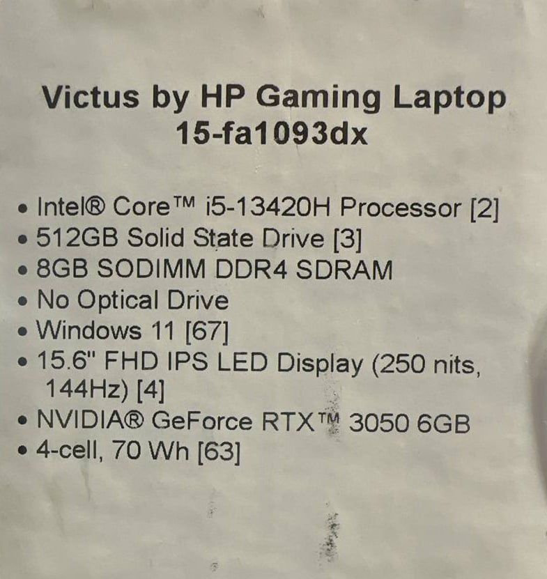 Игровой ноутбук HP Victus 15.6"  i5-13420H