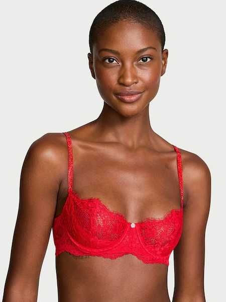Sutien Victoria's Secret de dantela, rosu, cu eticheta