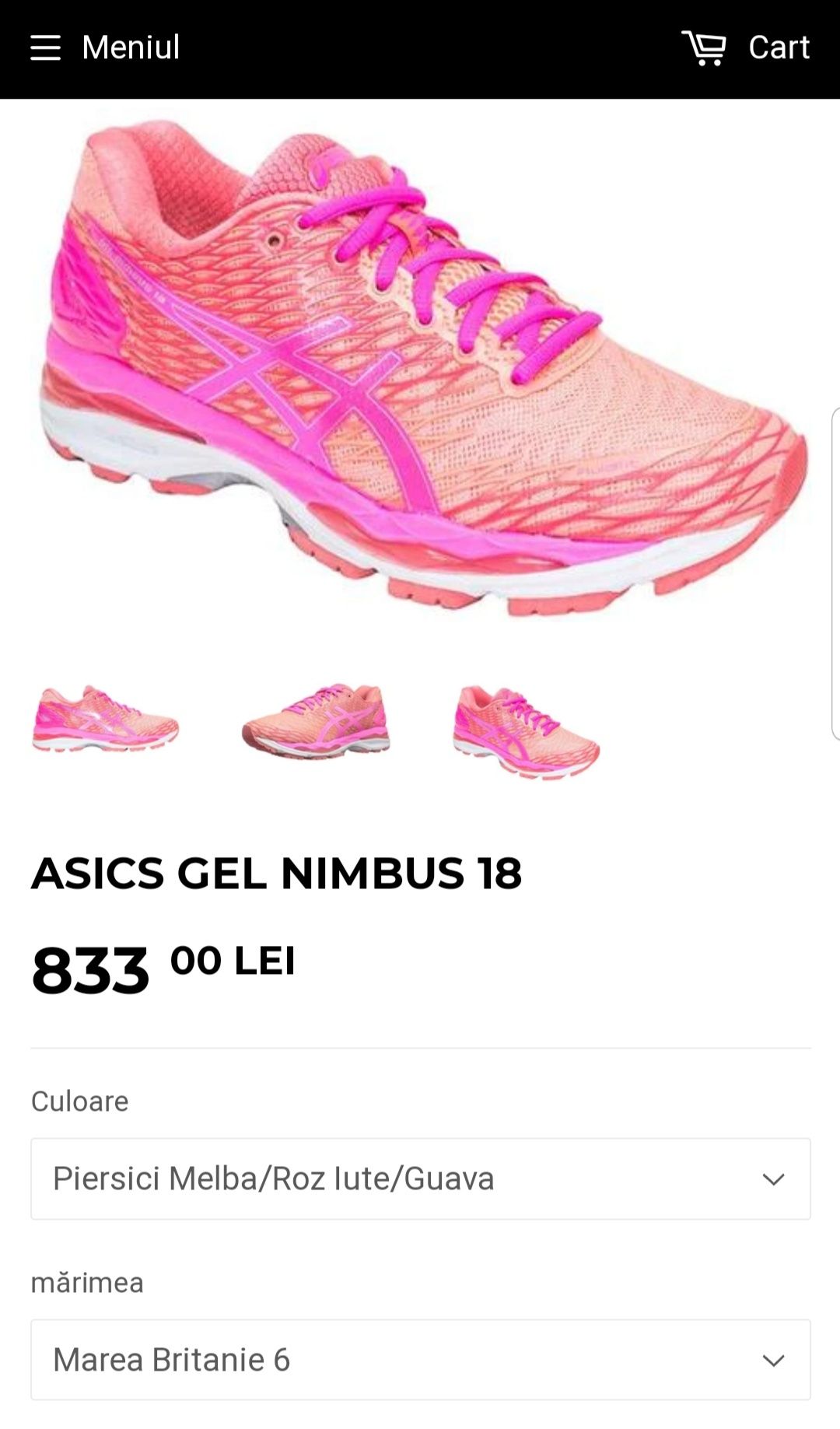 Pantofi alergare ASICS Gel NIMBUS 18, adidași sport running nr. 39, 5