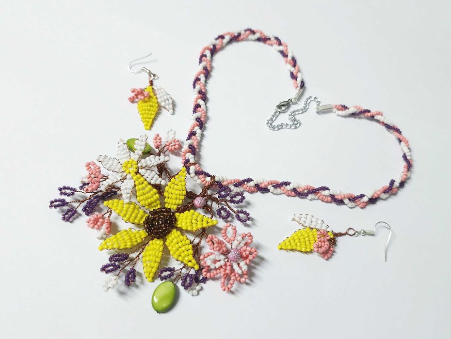 Set bijuterii multicolor: floarea soarelui, margareta, lavanda, unicat