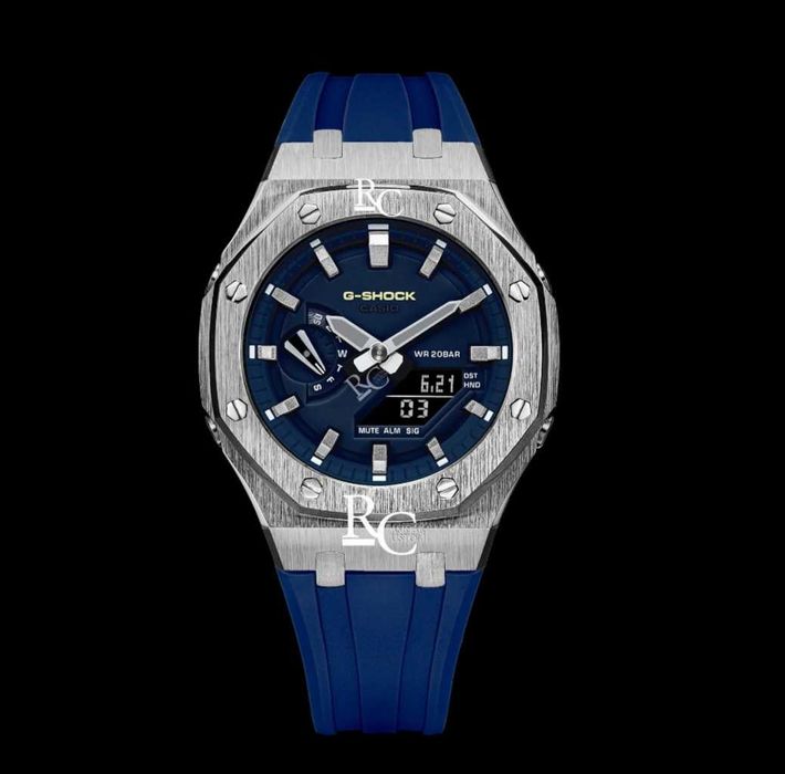 Ceas Sport Casio G-Shock RoyalOak Albastru-Silver –Nou, Garanție 2 Ani