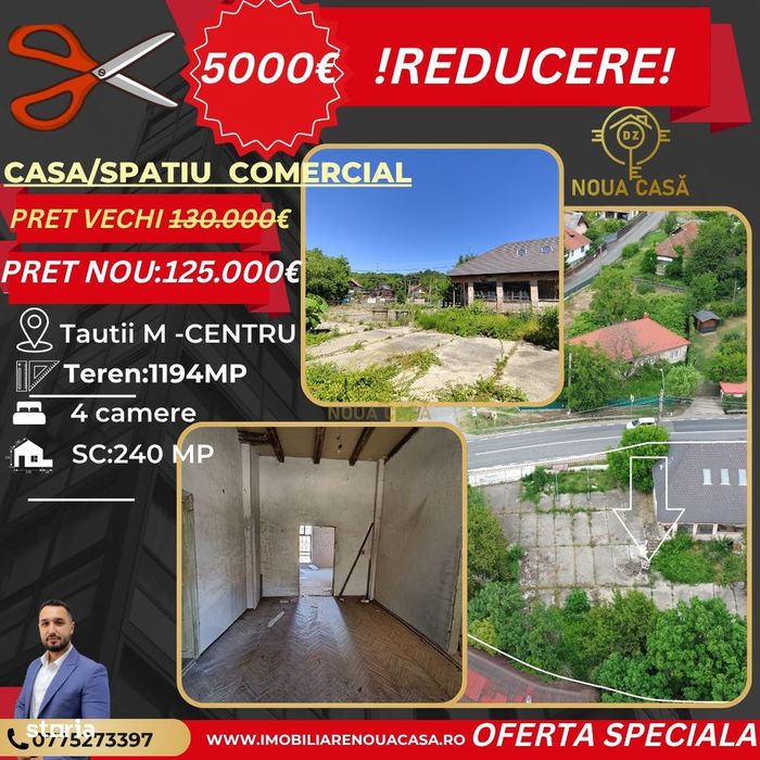 De vanzare Casa+Teren 1194MP In Centru Tautii Magheraus