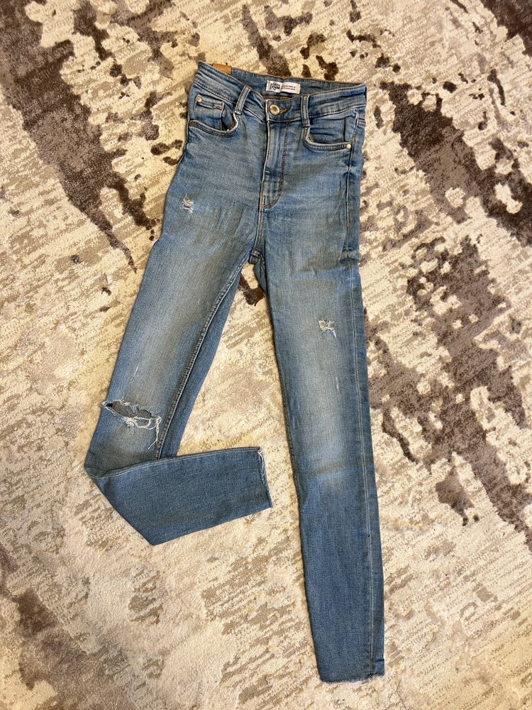Blugi jeans Zara talie inalta XXS 24 slim fit