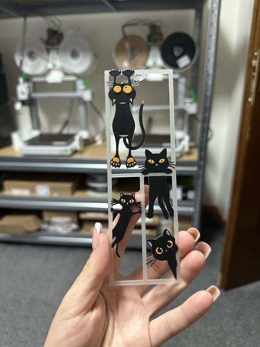 3D книгораделител – игриви черни котета