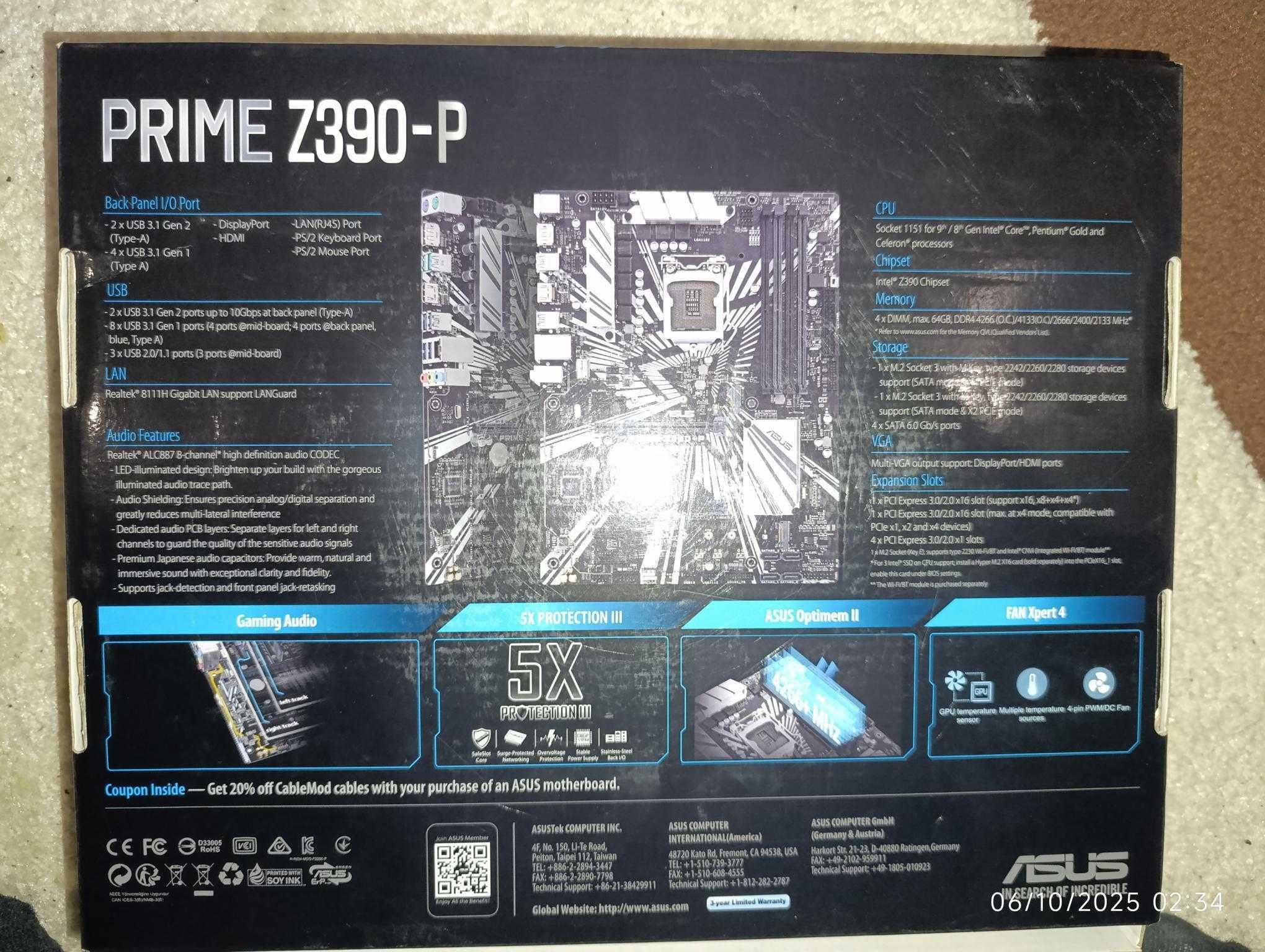 Дънна платка Asus Prime Z390-P LGA 1151