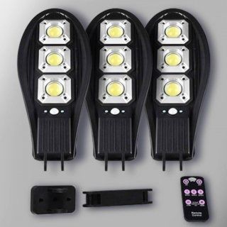3бр Соларни улични лампи със стойка и дистанционно управление 48W/72W