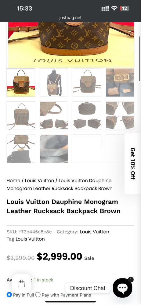 Louis Vuitton Dauphine Monogram Leather Rucksack Backpack Brown 2in1