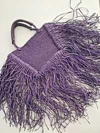 Ръчно плетена лилава чанта