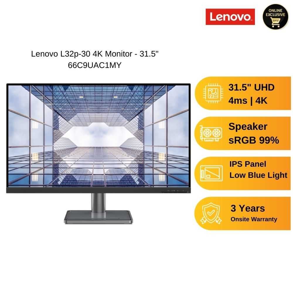 Монитор Lenovo 31.5” 4K UHD IPS FreeSync USB-C Webcam L32p-30