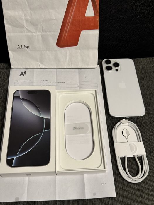 КАТО НОВ 256GB iPhone 16 Pro Max A1 Гаранция 2027г. White | Бял