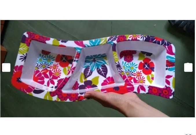 Bol/Castron/Recipient triplu Festiv servire snacks/ alune/ biscuiti