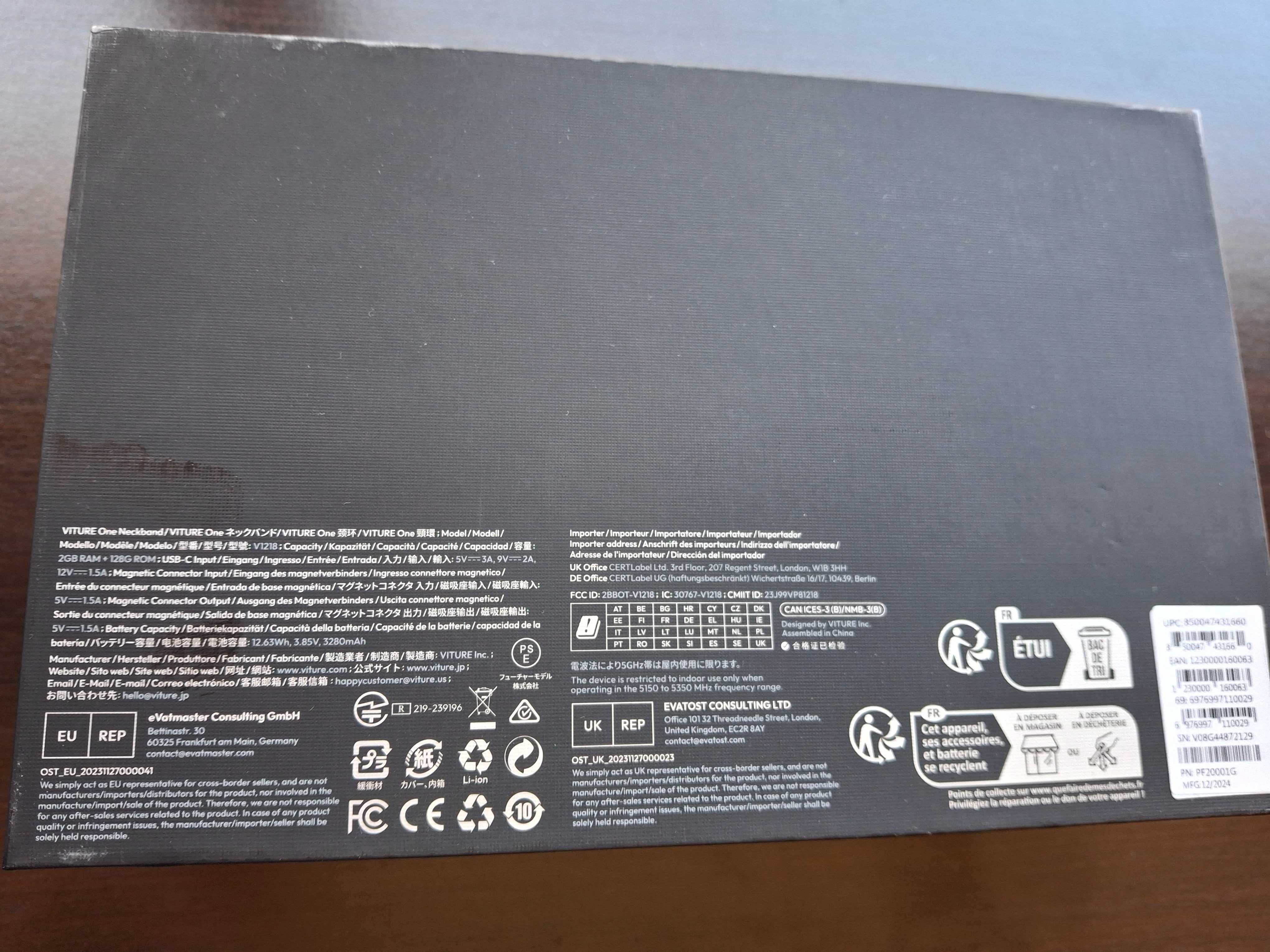 VITURE One Neckband  - Game and Stream 128 GB Storage