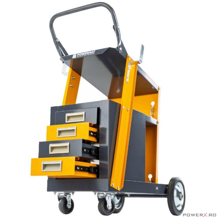 Carucior cu 4 rafturi pentru aparatul de sudura, capacitate maxima 100