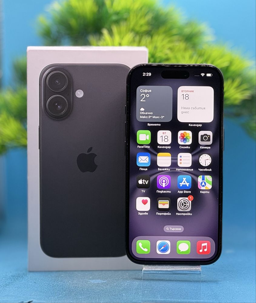 ГАРАНЦИОНЕН!!! Apple iPhone 16, 128GB, 5G, Black