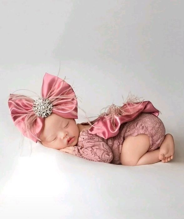 Бебешки розов комплект за новородени за фотосесия