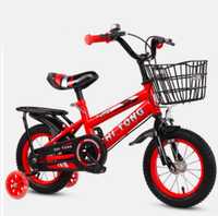 Детски велосипед с кош, помощни колела и два вида спирачки