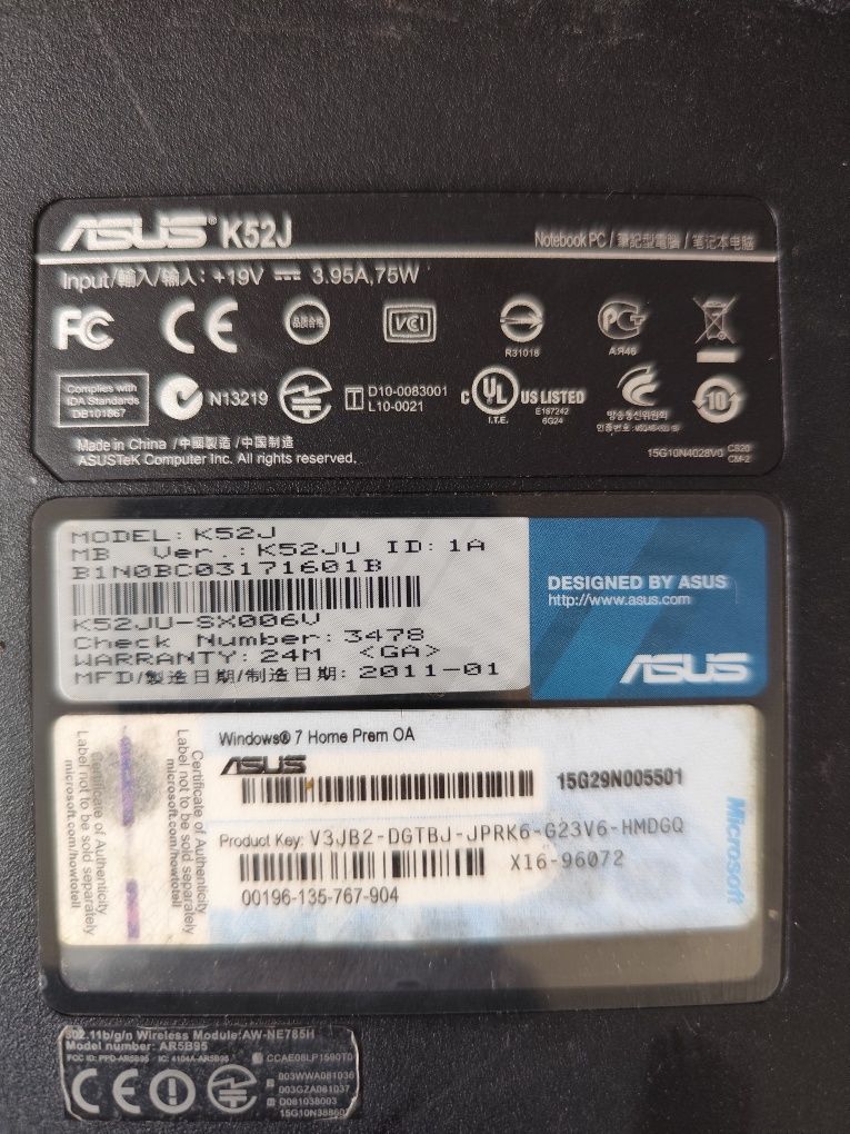 Laptop Asus K52j Intel i3 funcțional, pentru piese sau recarosat