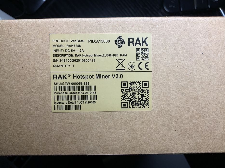 RAK Hotspot Miner V2.0