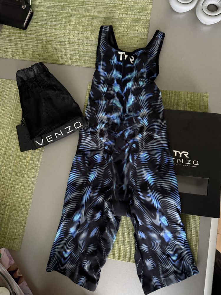 TYR Venzo Genesis Open Back Kneeskin - Steel Blue Състезателен бански