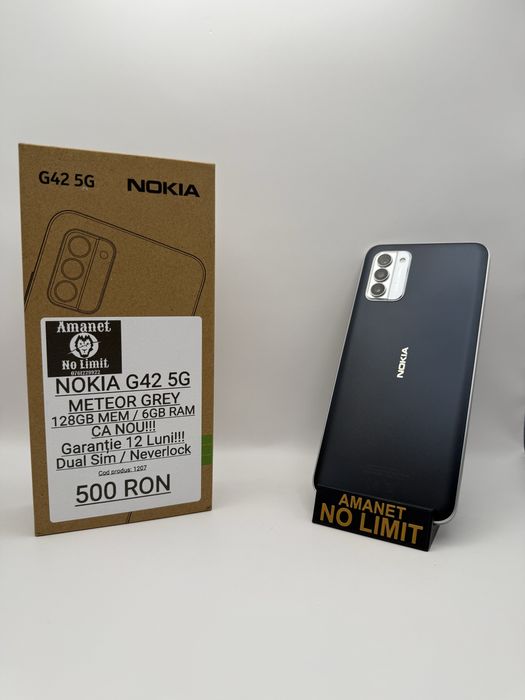 Nokia G42 5G Gray 128GB / 6GB RAM CA Nou Garantie 1An, AMANET NO LIMIT