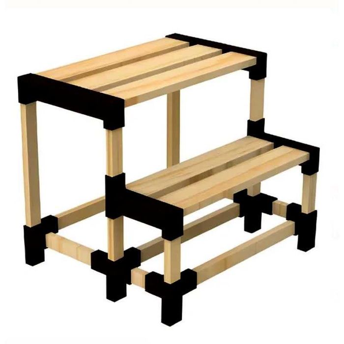 Scara din lemn cu doua nivele 39x38x38cm greutate suportata 180 kg