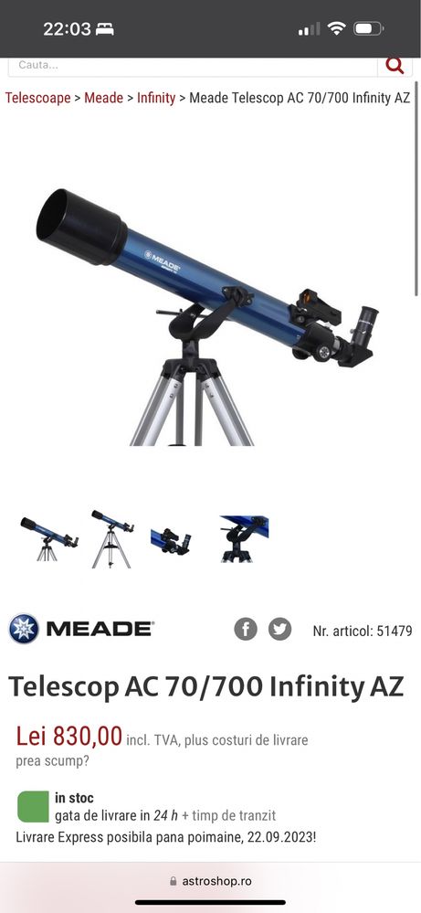 Telescop meade plus 3 lentile