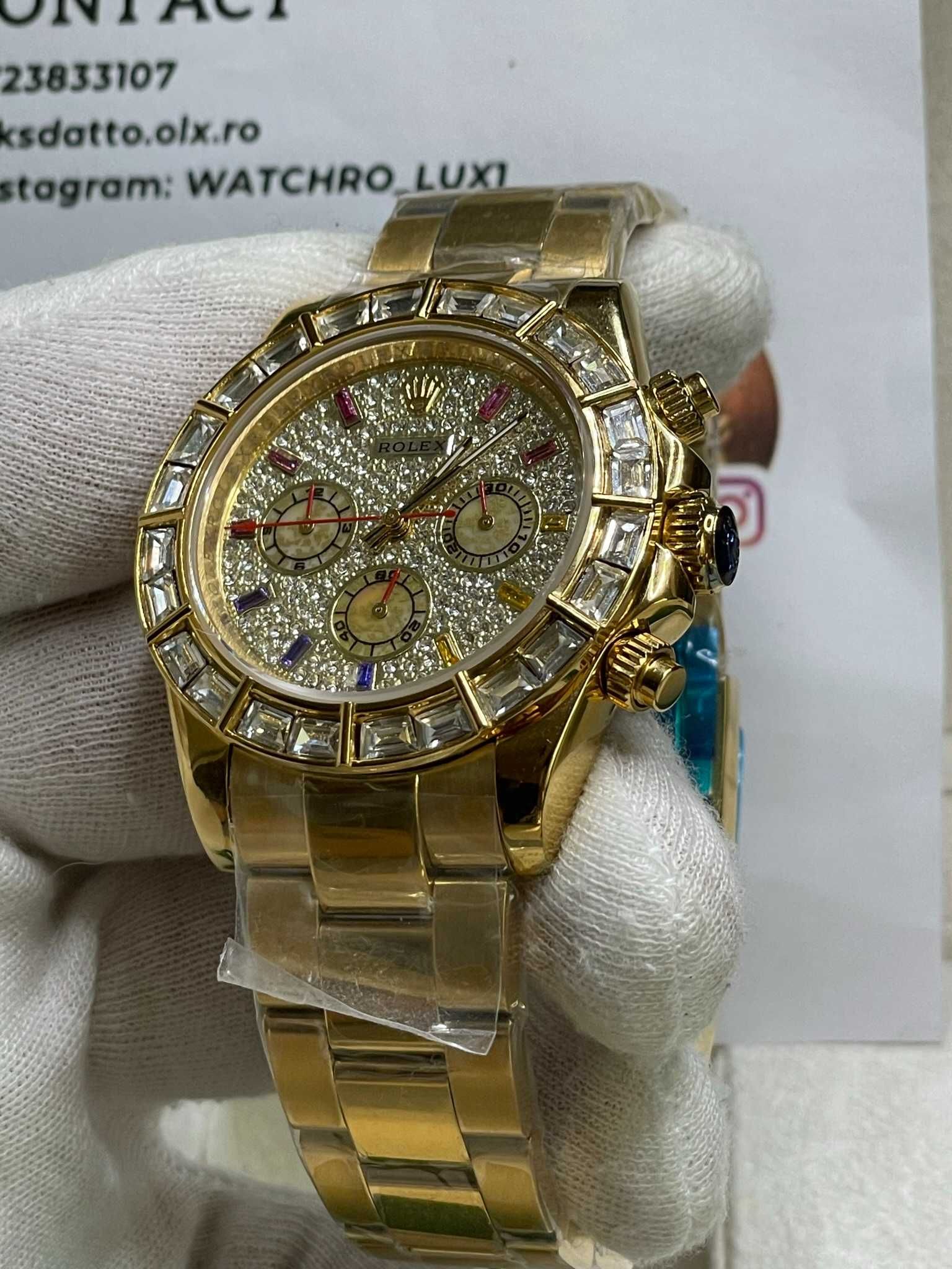 Rolex daytona 40 MM  Full Gold Cu Pietre de Zicronium