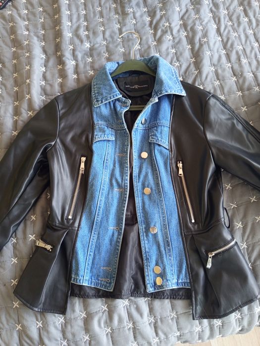 Екстравагантно кожено яке с дънков ефект