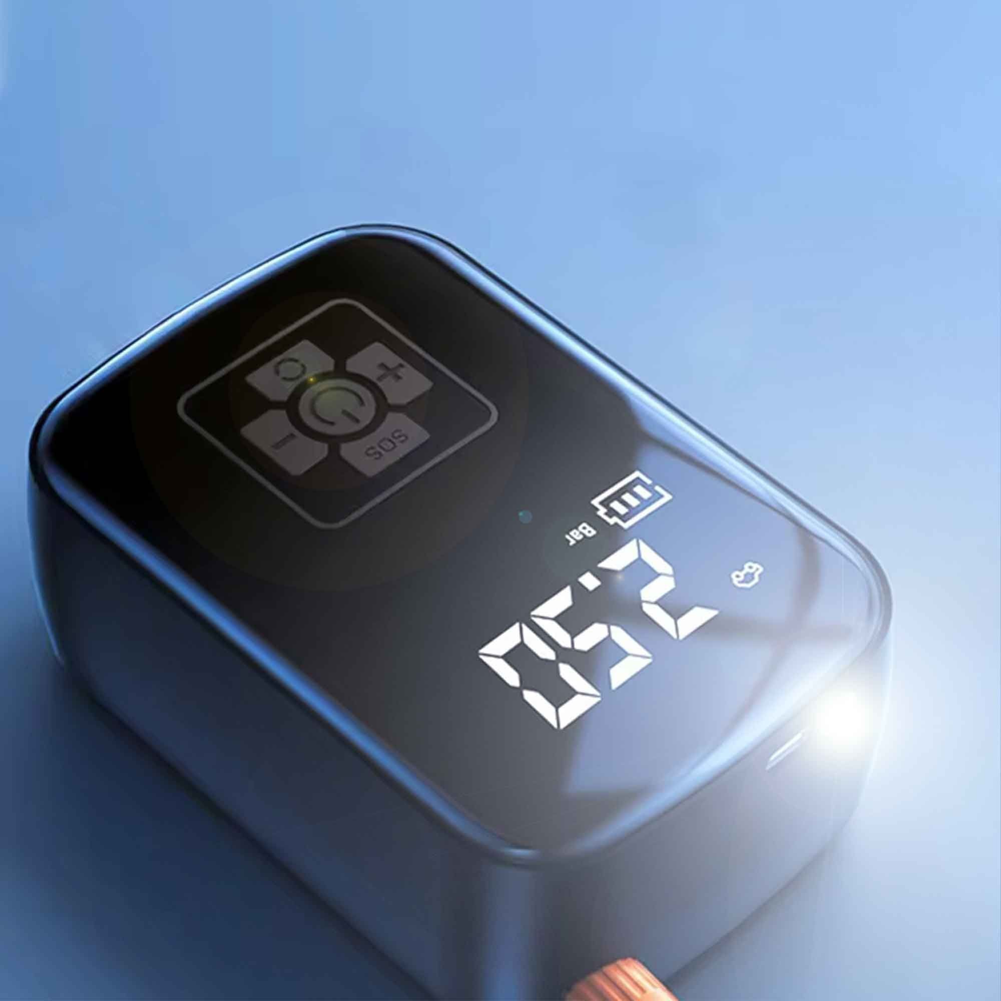 Compresor auto cu acumulator, 150 PSI, Afisaj digital, Lanterna, USB C