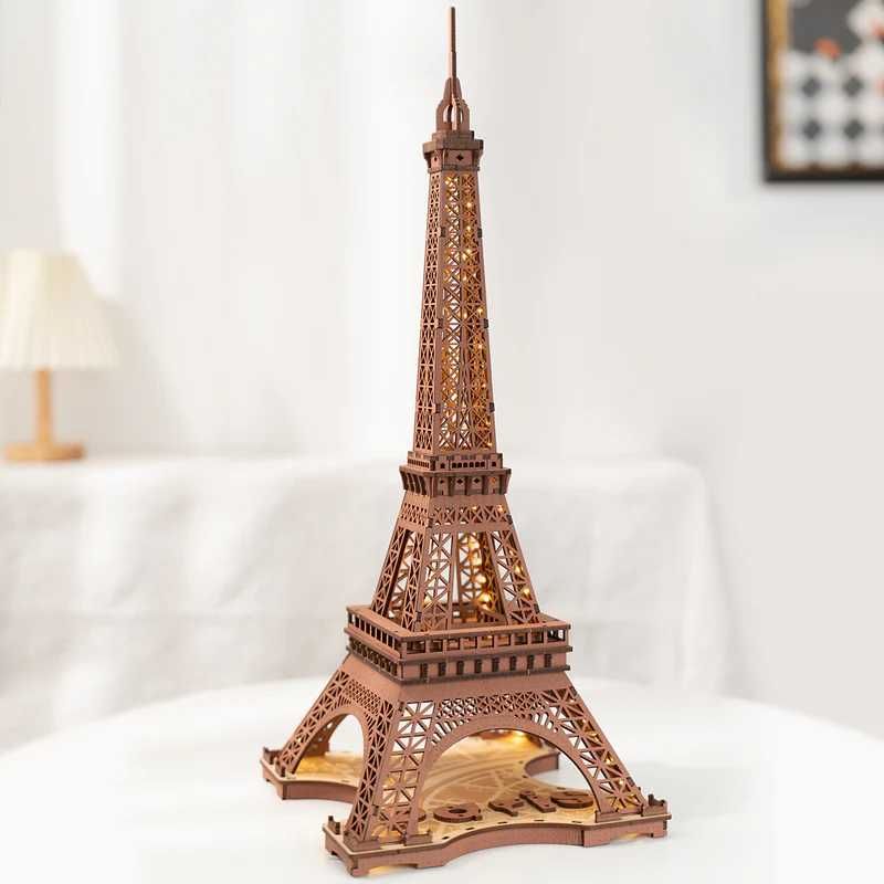 3D дървен пъзел: Night of the Eiffel Tower – романтичен подарък