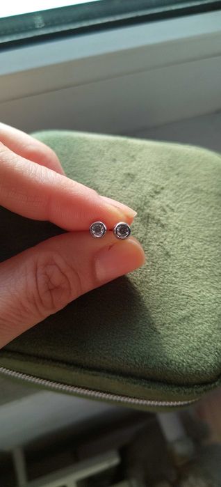 Златен медальон с диамант 14к Златни обеци 14к