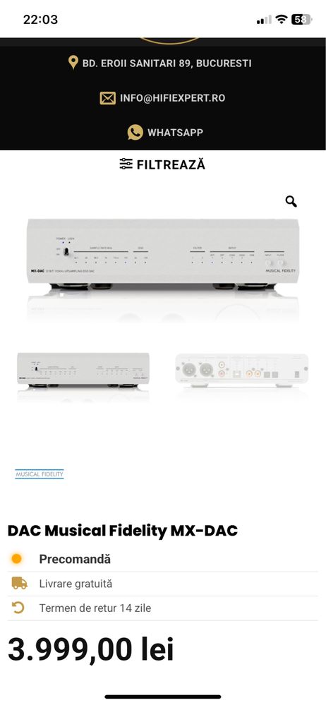 Musical Fidelity MX-DAC High-End NOU la Cutie Preț de MAGAZIN 4000 Lei