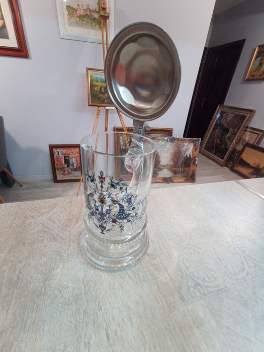 немска бирена халба (Seidel) с капак от калай