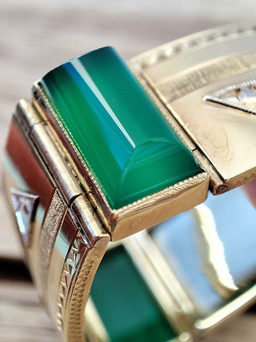 Bratara Aur 14K Calcedonie Naturala Calcedonia Unicat