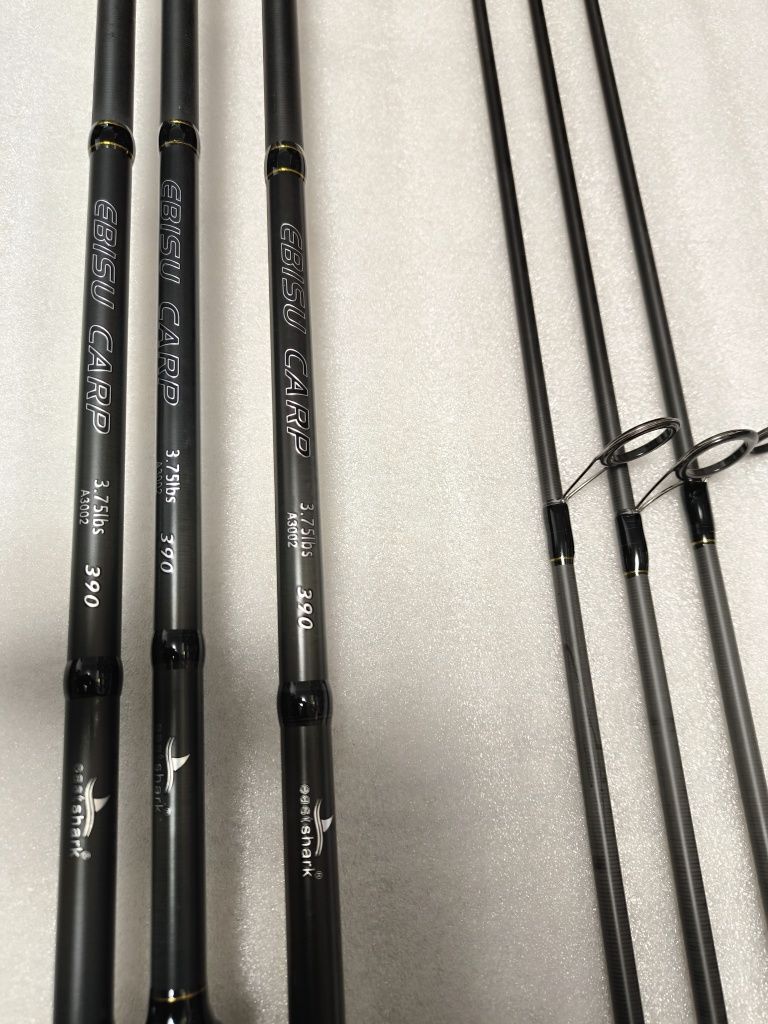 SET 3 Lansete EastShark EBISU CARP 3.90 m 3.75LBS + 3 Mulinete 10000