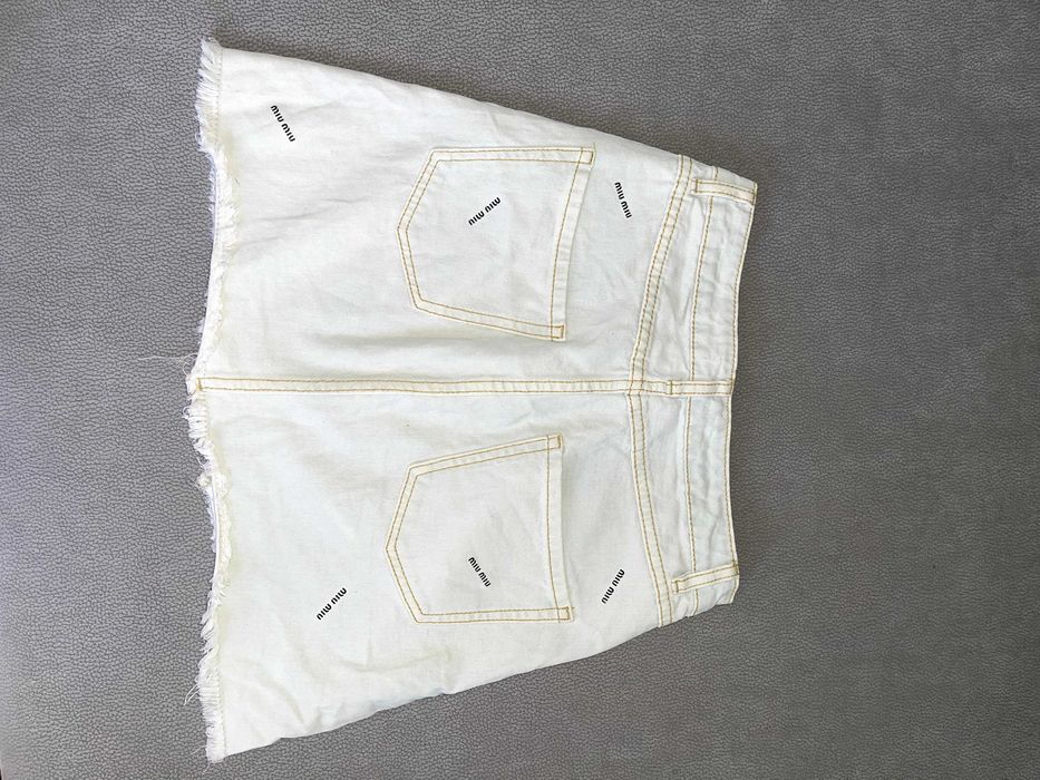 miumiu miu дънкова пола светли синя бяла сива миумиу миу къса поличка