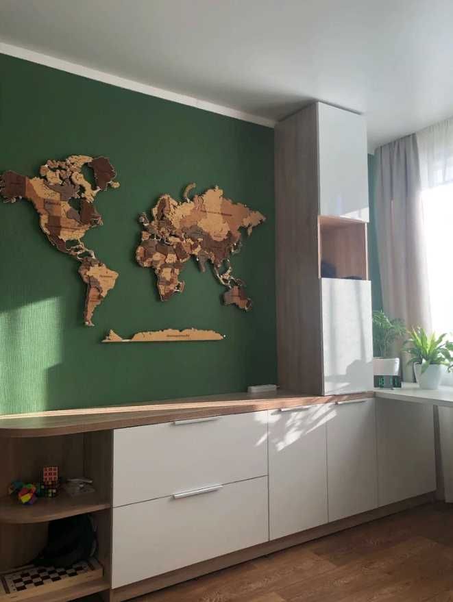 3D Карта мира из дерева. Декор/Интерьер/ Подарок/Дизайн/Подсветка №64