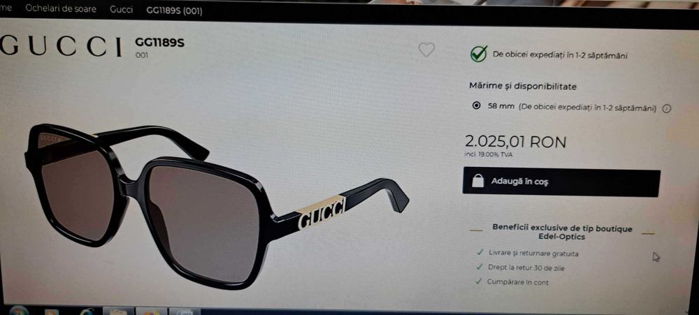 Ochelarii soare pt Dama Gucci Italy produs nou cu eticheta