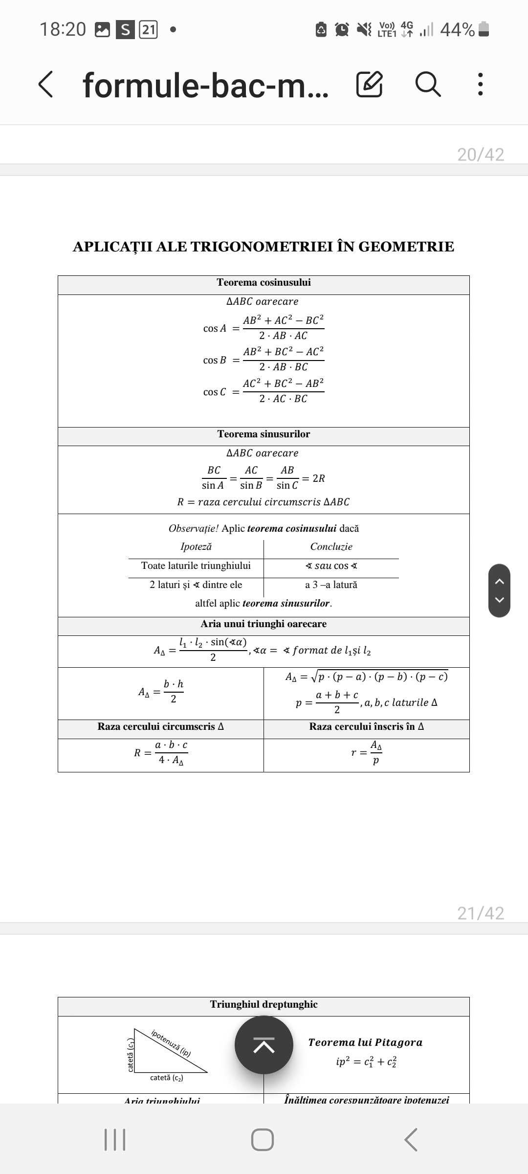 Formule bac matematica PDF