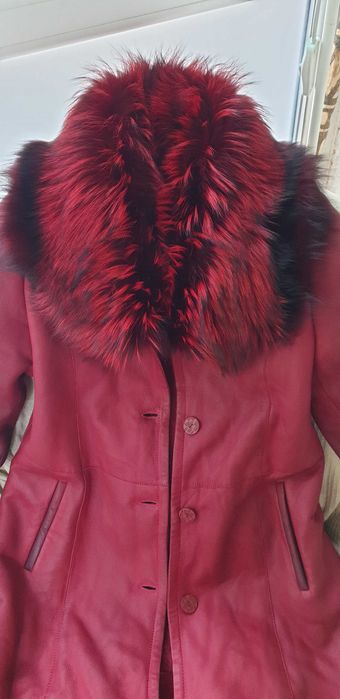 Haină elegantă guler vulpe