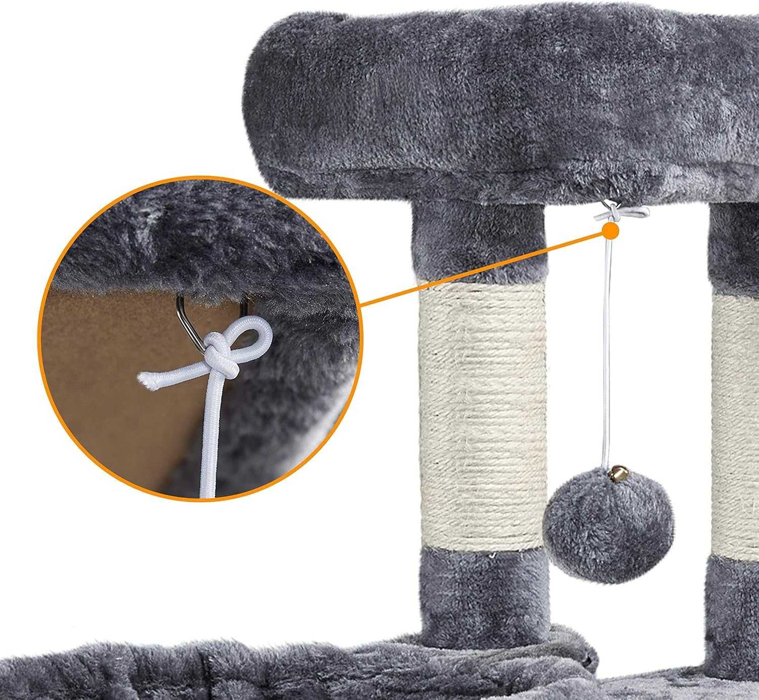 Ansamblu joaca pisici 107 cm cu casuta si sisal |YT 593206 Dark Gray