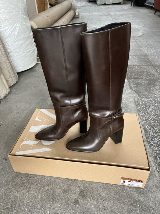 Ботуши ZARA, кафеви, естествена кожа