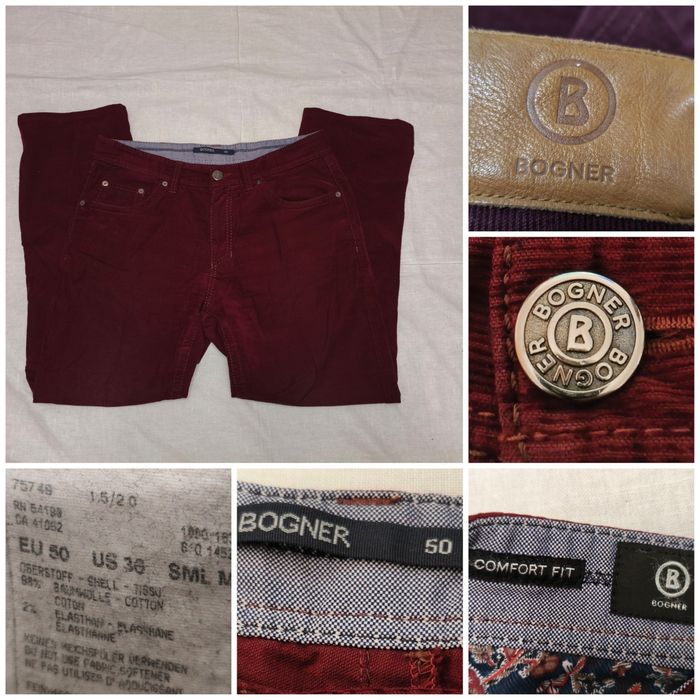 Pantaloni Bogner Comfort Fit mărime 5/M/L bărbați casual velură grena