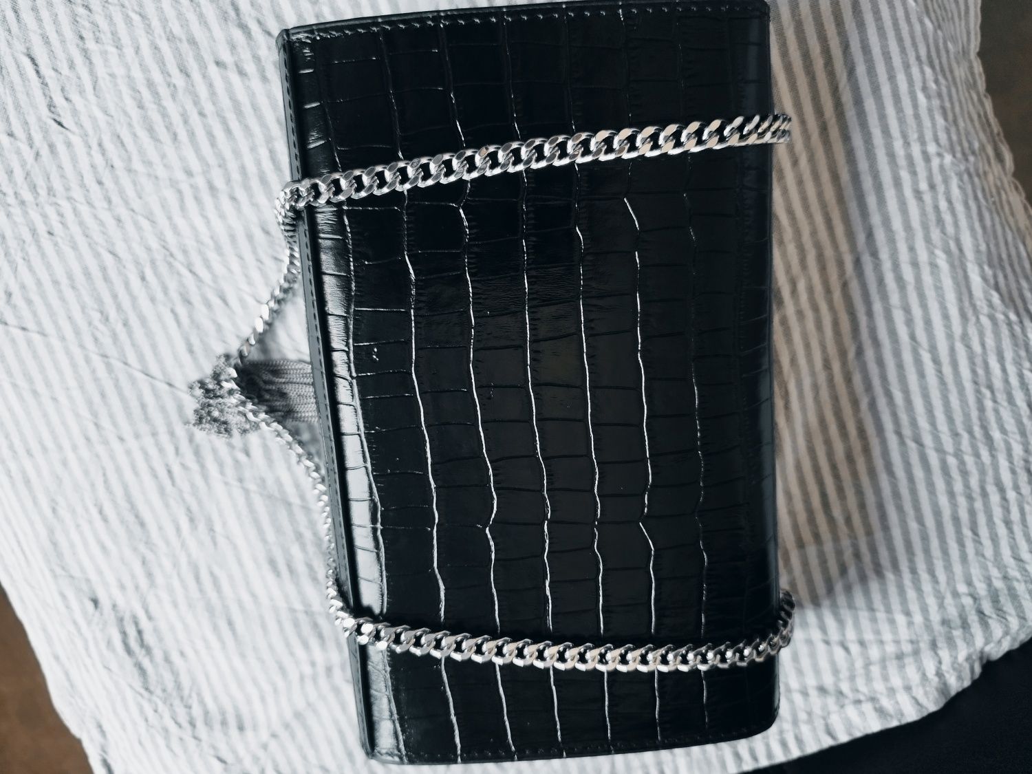 YSL Yves Saint Laurent Каte croc leather нова дамска чанта